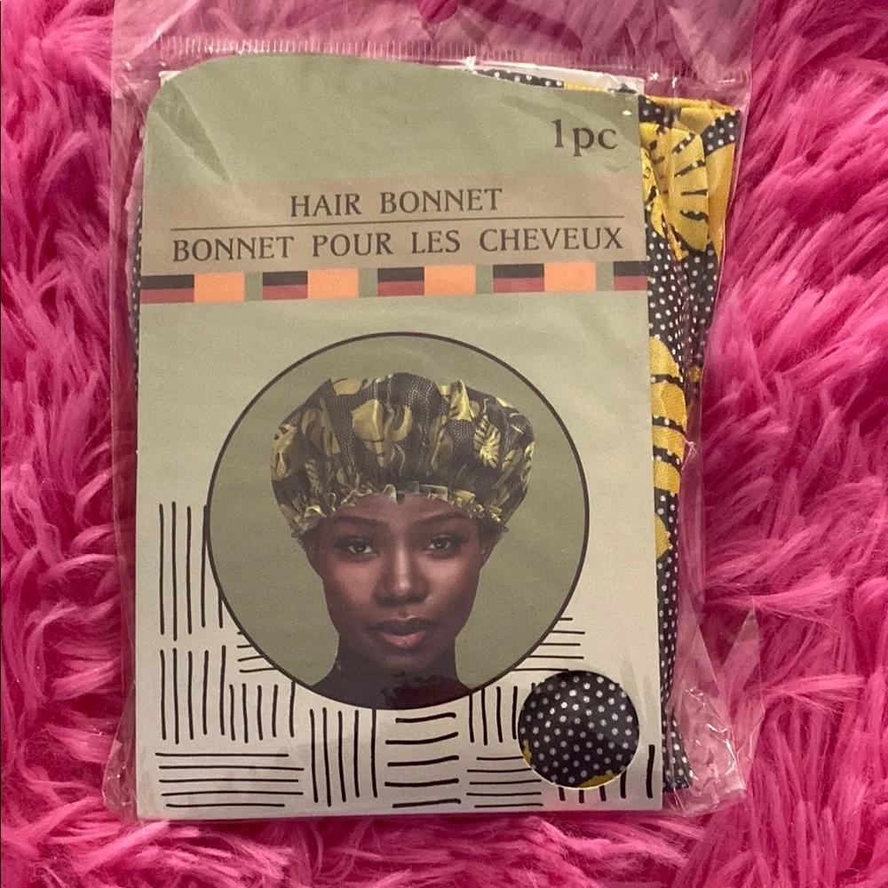 Satin-Lined Hair Bonnet – Yellow & Black Ankara Pattern